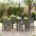 vidaXL 5-delige tuinset met kussens in grijs poly rattan