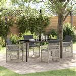 vidaXL 5-delige Tuinset met kussens poly rattan lichtgrijs