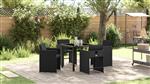 vidaXL Tuin Eetset met kussen Vouw 5 pcs Zwart Poly riet