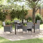 vidaXL 5-delige Tuin Eettafel Set Grijs Poly Rattan