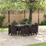 vidaXL 7-delige Tuin Eetset Bruin Poly Riet