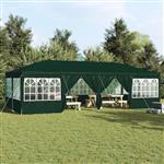 vidaXL Partytent Groen, Wit 800 x 400 x 266 cm Polyester, Staal
