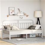 vidaXL Ligbedframe met Uittrekbed - Wit, 100x200 cm, Gemaakt van Staal