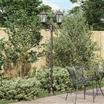 vidaXL Tuinlamp paal 2 lampen E27 220 cm aluminium bronskleurig