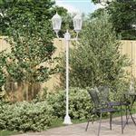 vidaXL Tuinlamp paal 2 lampen E27 220 cm aluminium wit
