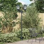 vidaXL Tuinlamp paal 2 lampen E27 220 cm aluminium groen