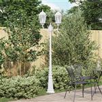 vidaXL Tuin Lampenpaal 2-Lamp E27 Wit 235 cm Aluminium