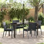 vidaXL 5-delige tuintafelset met kussens - zwart poly rattan