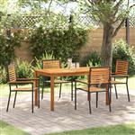 vidaXL 5-delige tuinset Zwart Poly Rattan Acacia