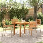 vidaXL 5-delige Tuinset Beige Poly Rattan Acacia
