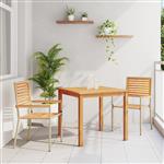 vidaXL 3-delige tuin eetset beige poly rattan acacia