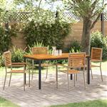 vidaXL 5-delige tuin eetset Beige poly rattan acacia