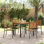 vidaXL 5-delige Tuin Eettafel Set Zwart Poly Rattan Acacia