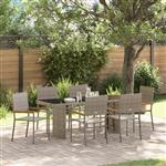 vidaXL 7-delige Tuinset poly rattan grijs