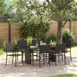 vidaXL 7-delige Tuinset poly rattan zwart