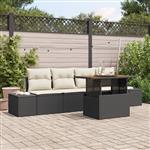 vidaXL 5-delige tuinsofa set met kussens zwart poly rattan