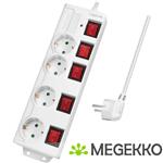 LogiLink LPS252 power uitbreiding 1,5 m 4 AC-uitgang(en) Binnen Wit