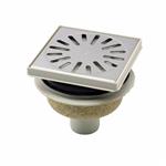 Doucheput Aquaberg ABS Vloerput Opzetstuk Bezand RVS Rooster Onderuitlaat 50mm Verstelbaar 146x146mm