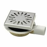 Doucheput Aquaberg ABS Vloerput ABS Opzetstuk Bezand RVS Rooster Zijuitlaat 50mm Verstelbaar 146x146