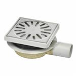 Doucheput Aquaberg ABS Vloerput ABS Opzetstuk Bezand RVS Rooster Zijuitlaat 50mm Verstelbaar 150x150