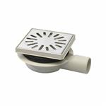 Doucheput Aquaberg ABS Vloerput ABS Opzetstuk RVS Rooster Zijuitlaat 50mm Verstelbaar 146x146mm PPC 