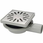 Doucheput Kunststof Aquaberg met Zijaansluiting 50mm 15x15cm met Reukslot 32mm RVS Rooster