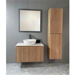 Badmeubel Casajoy Bold Onderkast 80 cm Met Strepen Eiken Met Topblad Wit