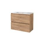 Badmeubelset Aquasplash Salt 80x39cm Greeploos 2 Lades Met Wastafel 1 Kraangat Whisky Oak
