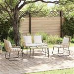 vidaXL Tuin Eetset 3 pcs Bruin en Crème Poly riet, staal
