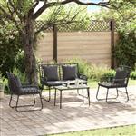 vidaXL Tuin Eetset 3 pcs Zwart en Anthraciet Poly riet, staal
