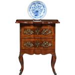 Kleine orgel gebogen commode ca 1750 met schrijfblad of schenkblad wortelnoten (No.303010)