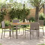 vidaXL Tuinstoelen 4 pcs Grijs, Bruin PE riet, Massief acaciahout