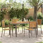 vidaXL Tuinstoelen 4 pcs Grijs, Bruin PE riet, Massief acaciahout