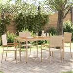vidaXL Tuinstoelen 4 pcs Crème, Bruin PE riet, Massief acaciahout