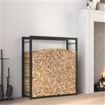 vidaXL Haardhoutrek 80x28x86 cm staal matzwart