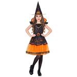 Halloween Kostuum Zwart Oranje Meisje Heks