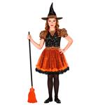 Halloween Jurk Zwart Oranje Meisje Heks