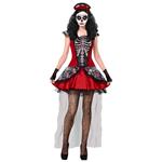 Dia De Los Muertos Jurk Zwart Rood Dames