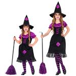 Halloween Kostuum Zwart Paars Meisje Heks