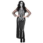Halloween Jurk Dames Lang Skelet