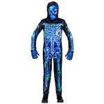 Halloween Kostuum Zwart Blauw Kind Skelet 2 delig