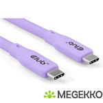 CLUB3D USB C oplaadkabel paars siliconen & tangle-free