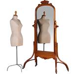Uiterst elegante passpiegel in blond notenhout ca 1895 facet geslepen (No.311415)