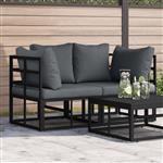 vidaXL Buitenmeubilair met kussen met kussen Zwart Aluminium