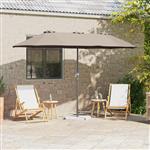 vidaXL Tuinparasol Taupe 370 x 197 x 239 cm Poedergecoat staal
