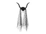 Devil Horns Headband with Tulle, 30x76 cm, Black