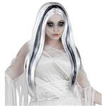 Halloween Pruik Wit Zwart Geest