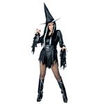 Halloween Jurk Zwart Dames Heks 4 delig