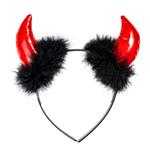 Halloween Haarband Zwart Rood Duivel Met Veren