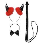 Halloween Accessoireset Zwart Rood Duivel 3 delig